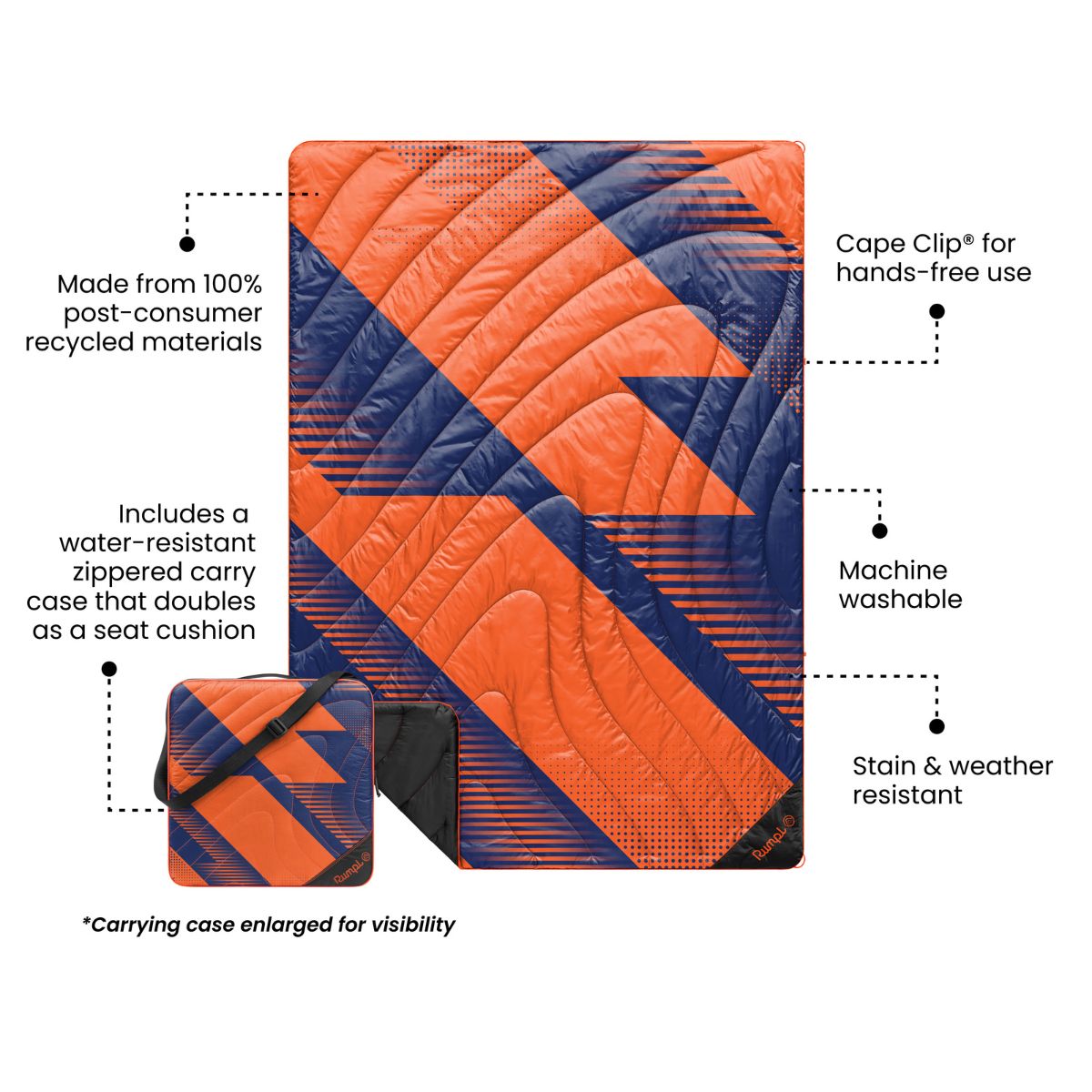 Gametime Puffy Blanket - Blue / Orange - Image 3