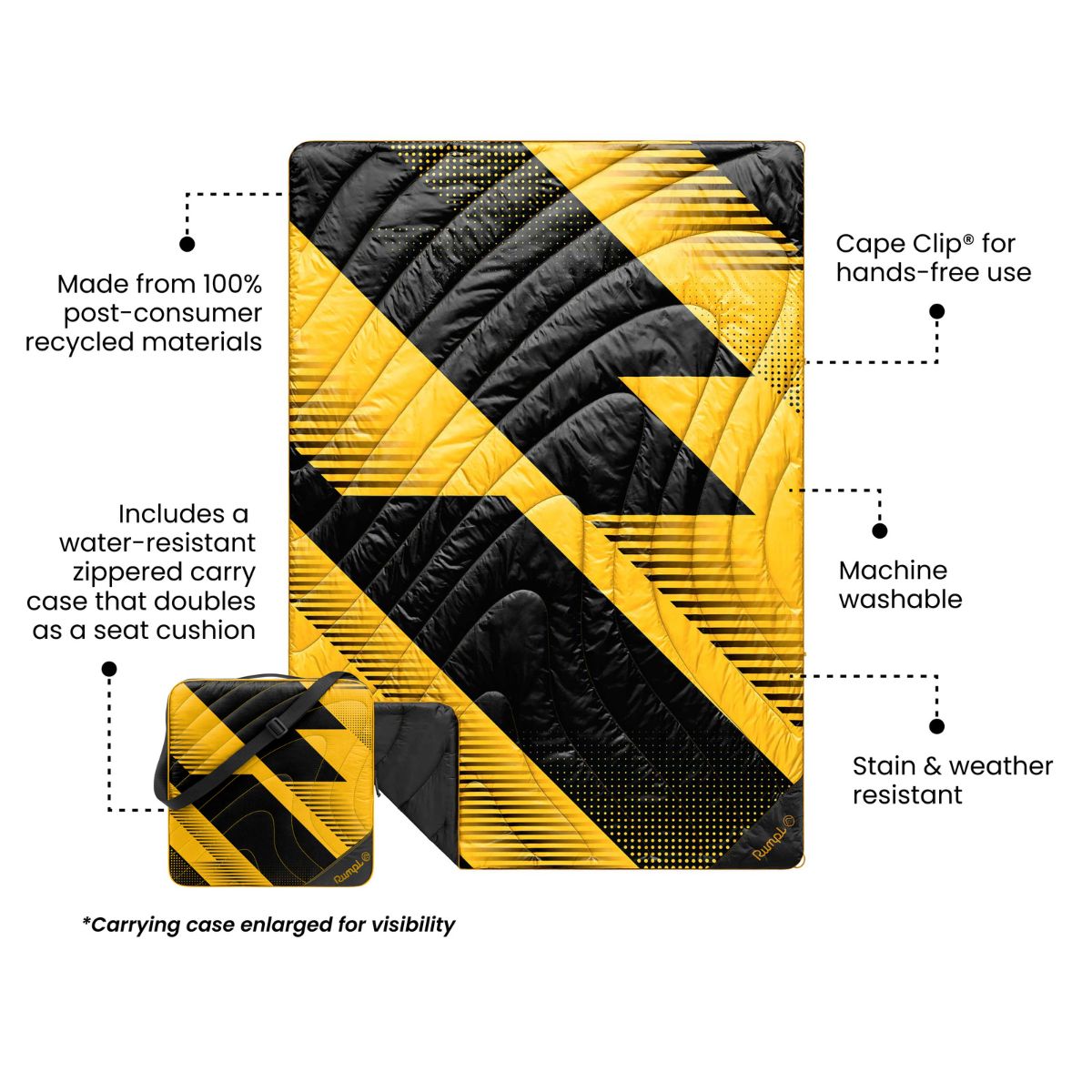 Gametime Puffy Blanket - Yellow / Black - Image 3
