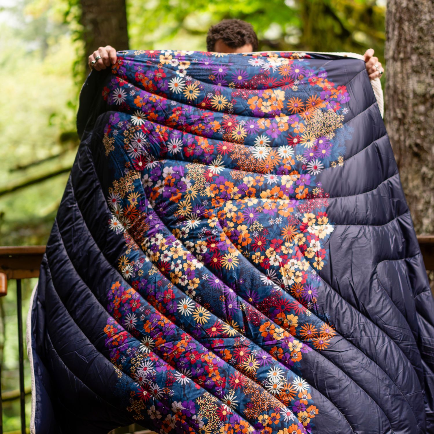 Fleece Puffy Blanket - Midnight Bloom - Image 17